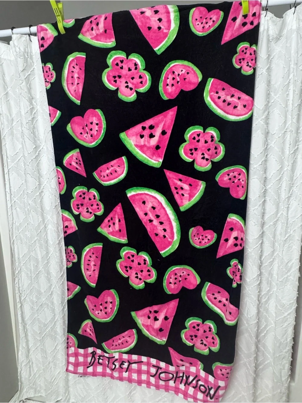 Betsey Johnson Watermelon Print Beach Towel - Pink & Black